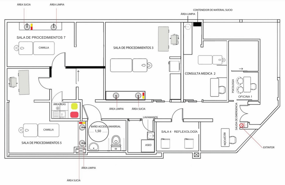 Plano del primer piso de Clínica Bambú